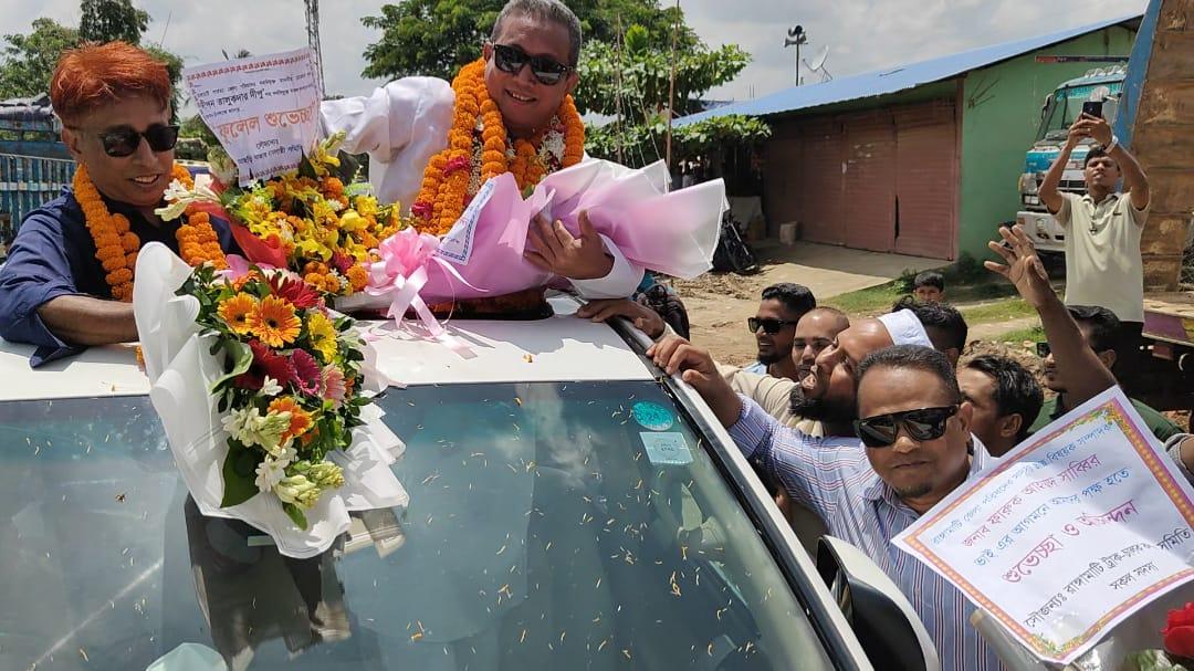 <h1>রাঙ্গামাটি জেলা পরিষদের নবনিযুক্ত চেয়ারম্যান ও সদস্যদের ফুলেল শুভেচ্ছা জানালেন রাঙ্গামাটি ট্রাক চালক কল্যাণ সমিতি</h1>
