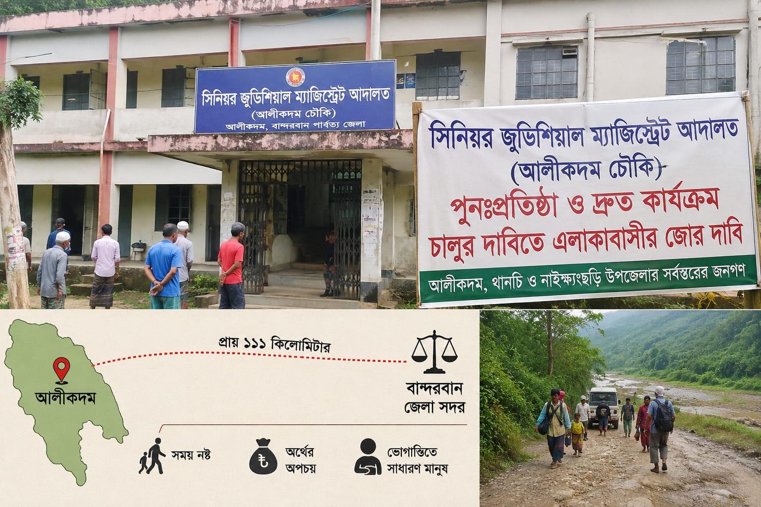 <h1>আলীকদমে বিচারিক আদালত পুনঃপ্রতিষ্ঠার দাবি, ভোগান্তিতে তিন উপজেলার মানুষ</h1>