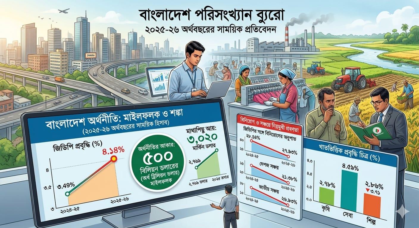 জিডিপি প্রবৃদ্ধি বেড়ে ৪.১৪%, অর্থনীতিতে অর্ধ ট্রিলিয়ন ডলারের মাইলফলক
